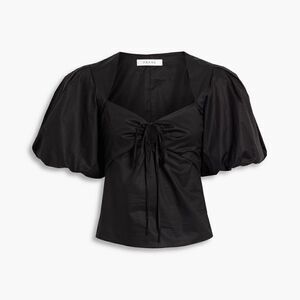 NWT Frame Cotton Black Crop Top Puff Sleeve Blouse Size XS
